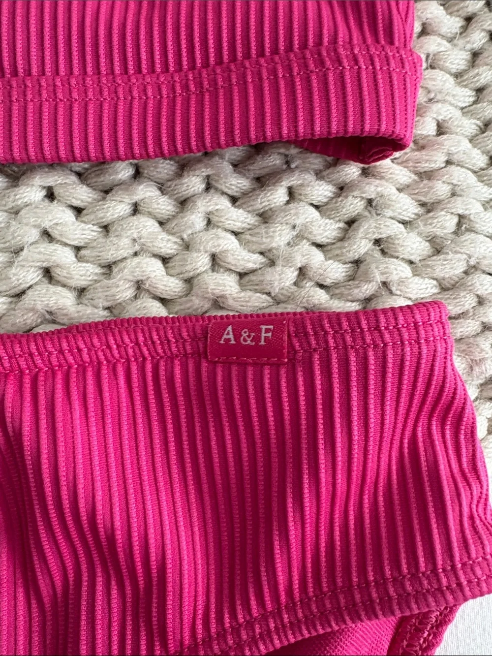 Abercrombie & Fitch Hot Pink Ribbed Bikini Set